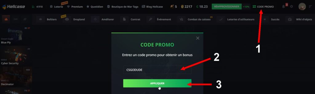 code promo hellcase